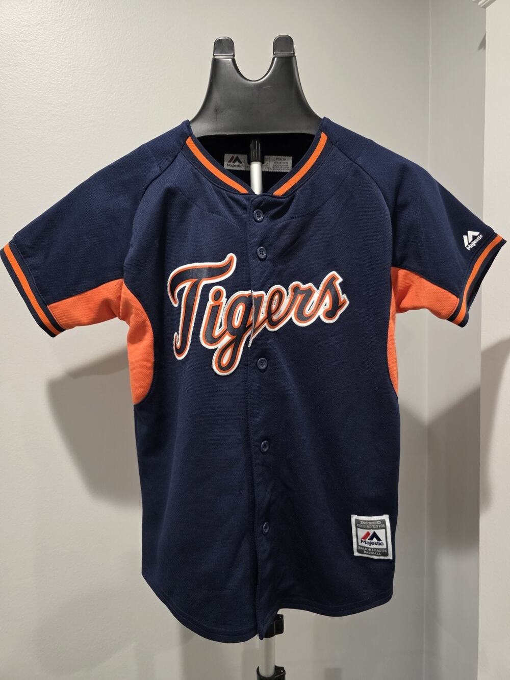 Detroit Tigers Majestic Youth M 10/12 Baseball Jersey Navy Orange MLB